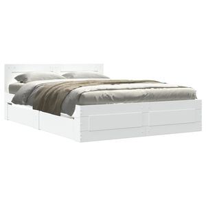 vidaXL Cadre de lit avec t&ecirc;te de lit sans matelas blanc 120x200 cm