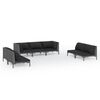 vidaXL Salon de jardin 7 pcs avec coussins R&eacute;sine tress&eacute;e Gris fonc&eacute;