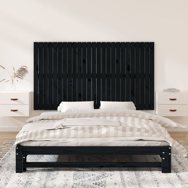 vidaXL T&ecirc;te de lit murale Noir 159,5x3x90 cm Bois massif de pin