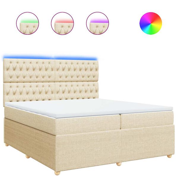 vidaXL Sommier &agrave; lattes de lit avec matelas Cr&egrave;me 200x200 cm Tissu