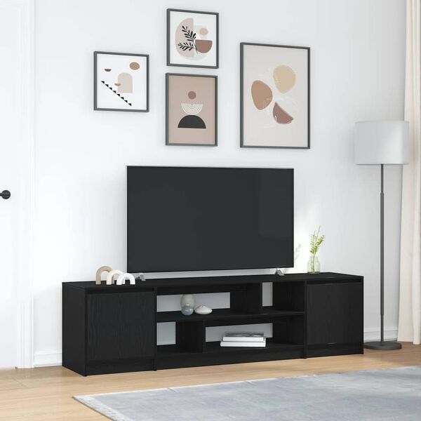 vidaXL Meuble TV ch&ecirc;ne noir 188,5x41x50 cm bois d'ing&eacute;nierie
