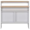vidaXL Table de bar avec 2 dessus de table Blanc et ch&ecirc;ne 130x40x120cm