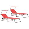 vidaXL Chaises longues pliables et toit lot de 2 Aluminium textil&egrave;ne