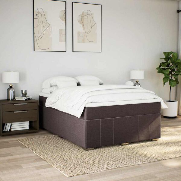 vidaXL Sommier &agrave; lattes de lit avec matelas Marron fonc&eacute; 140x190 cm