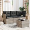 vidaXL Salon de jardin 4 pcs avec coussins gris clair r&eacute;sine tress&eacute;e