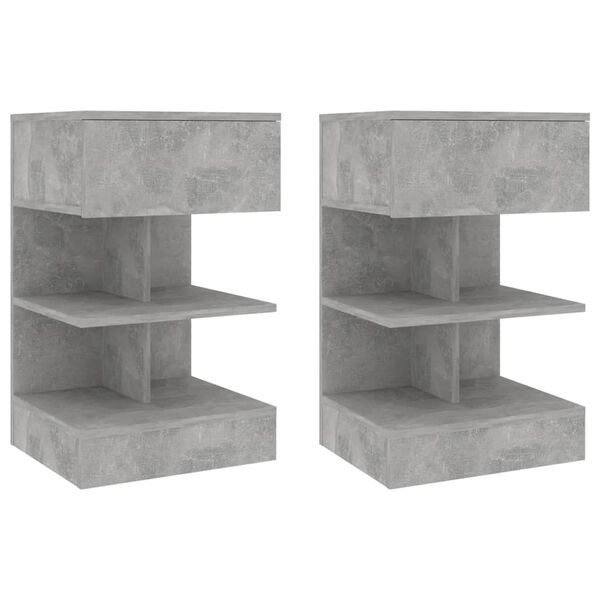 vidaXL Tables de chevet 2 pcs Gris béton 40x35x65 cm