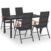 vidaXL Ensemble &agrave; manger de jardin 5 pcs noir et marron