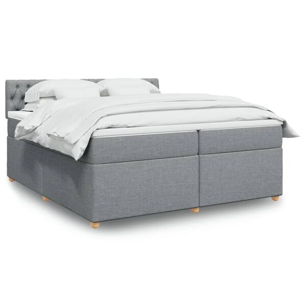 vidaXL Sommier &agrave; lattes de lit avec matelas Gris clair 200x200cm Tissu