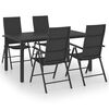 vidaXL Ensemble &agrave; manger de jardin 5 pcs noir