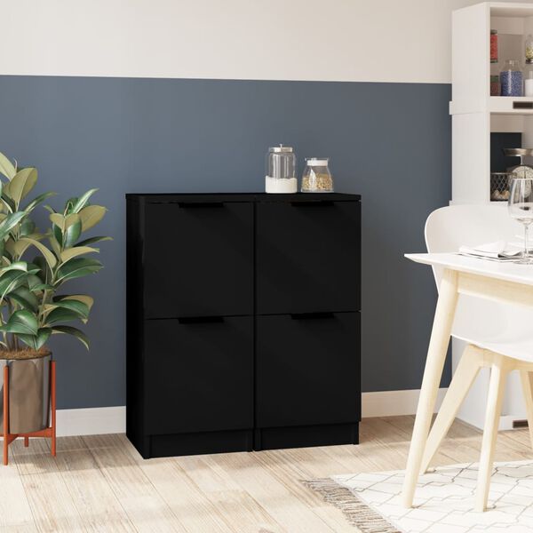 vidaXL Buffets 2 pcs noir 30x30x70 cm bois d'ing&eacute;nierie