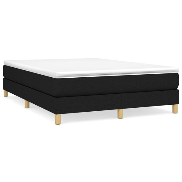 vidaXL Sommier &agrave; lattes de lit avec matelas Noir 140x190 cm Tissu