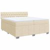 vidaXL Sommier &agrave; lattes de lit avec matelas Cr&egrave;me 200x200 cm Tissu