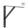 vidaXL Supports d'&eacute;tag&egrave;res 4 pcs 40x2,5x25 cm noir acier inoxydable