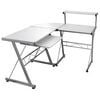 vidaXL Bureau d'ordinateur d'angle Blanc 132x112x99 cm Bois ing&eacute;nierie