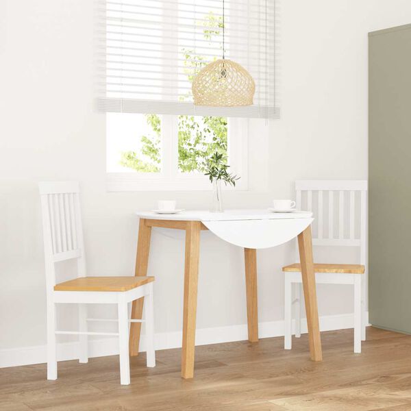 vidaXL Chaises &agrave; manger 2 pcs blanc bois massif caoutchouc