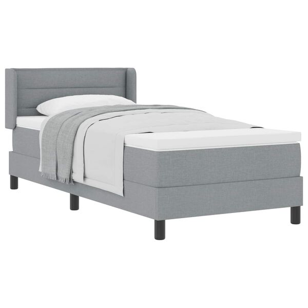 vidaXL Lit &agrave; ressorts avec matelas Gris clair 200 x 80 cm Polyester