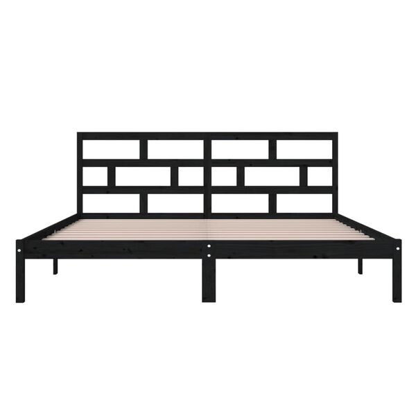 vidaXL Cadre de lit sans matelas noir bois massif