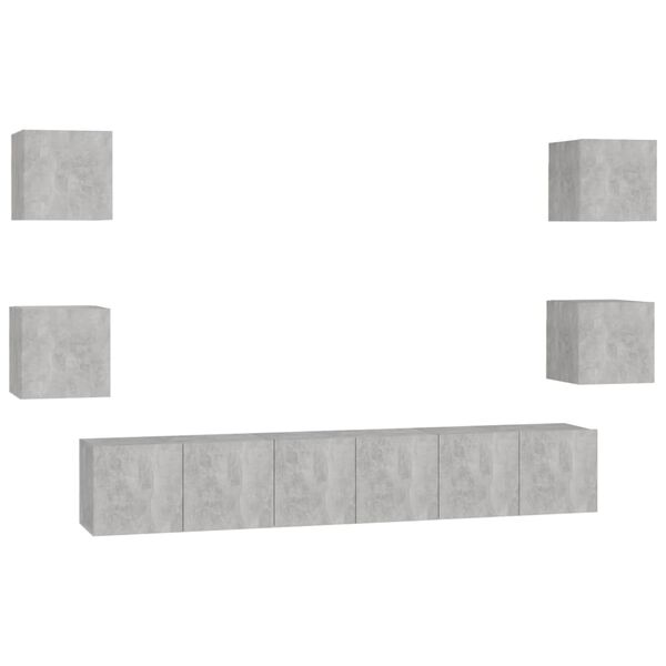 vidaXL Ensemble de meubles TV 7 pcs Gris b&eacute;ton Bois d'ing&eacute;nierie