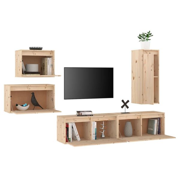 vidaXL Meubles TV 5 pcs Bois massif de pin