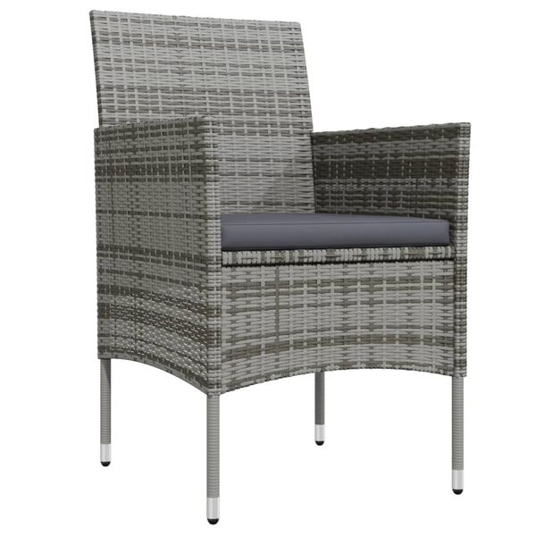 vidaXL Ensemble &agrave; manger de jardin et coussins 9pcs Gris/noir