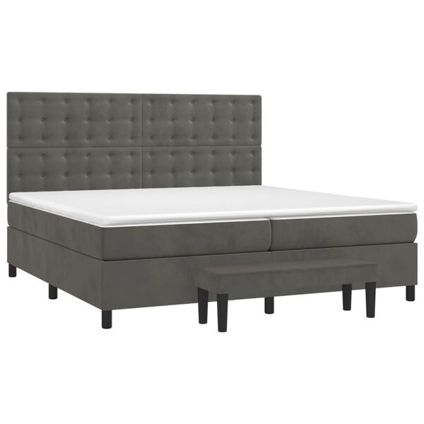 vidaXL Sommier &agrave; lattes de lit et matelas Gris fonc&eacute; 200x200cm Velours
