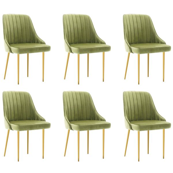 vidaXL Chaises &agrave; manger lot de 6 vert clair velours