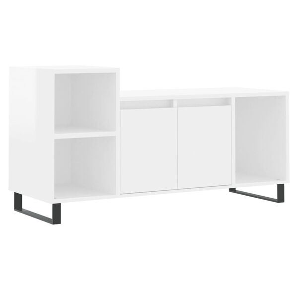 vidaXL Meuble TV Blanc brillant 100x35x55 cm Bois d'ing&eacute;nierie