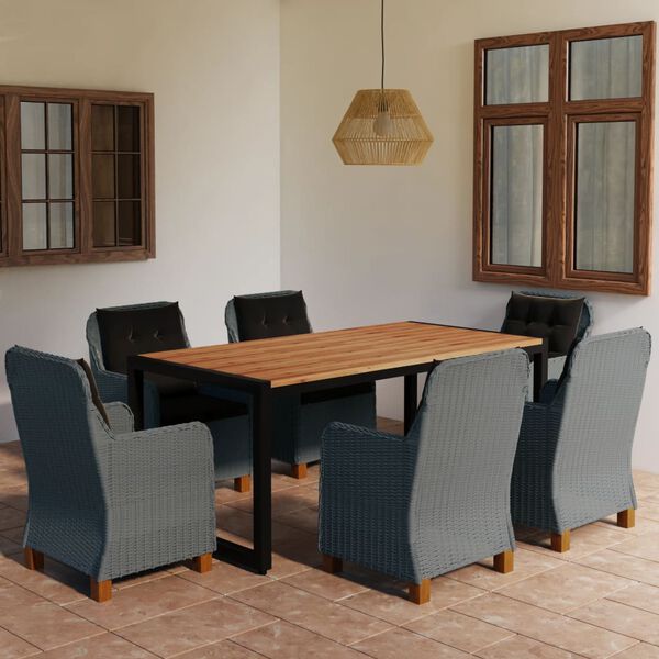 vidaXL Ensemble &agrave; manger de jardin 7 pcs Gris fonc&eacute;