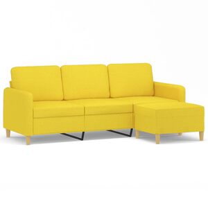vidaXL Canap&eacute; &agrave; 3 places avec repose-pieds Jaune clair 180 cm Tissu