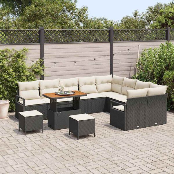 vidaXL Ensemble de canap&eacute; de jardin 12 pcs Noir Poly rotin