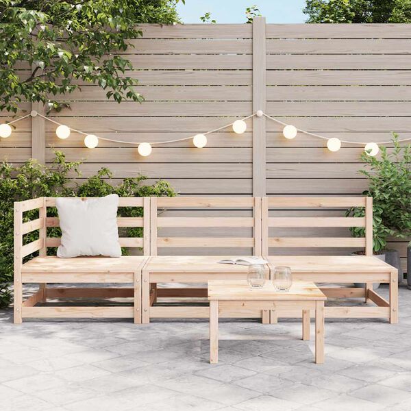 vidaXL Salon de jardin 3 pcs bois massif de pin