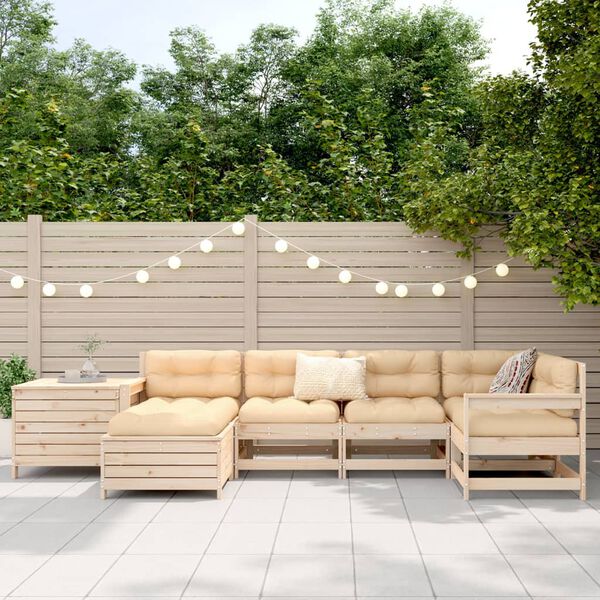 vidaXL Salon de jardin 7 pcs bois de pin massif
