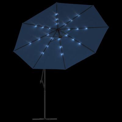 vidaXL Parasol déporté avec lumières LED Bleu azuré 350 cm