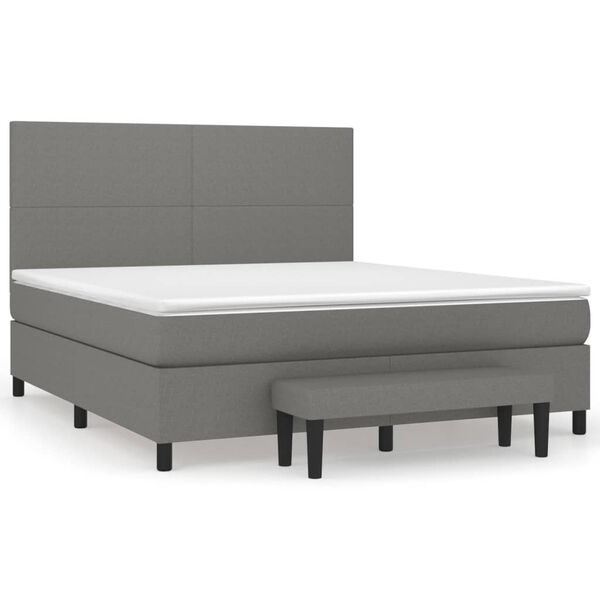 vidaXL Sommier &agrave; lattes de lit avec matelas Gris fonc&eacute; 160x200cm Tissu