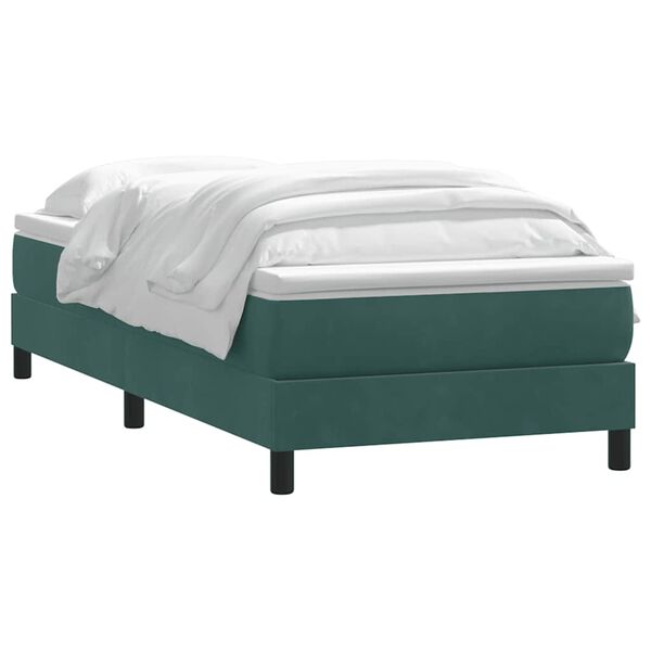 vidaXL Sommier &agrave; lattes de lit et matelas vert fonc&eacute; 80x220 cm velours