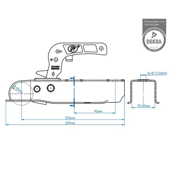 Accouplement pour boule d'attelage carré ProPlus 50 mm