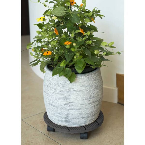 Nature Chariot &agrave; plantes rond &Oslash;30 cm anthracite bois