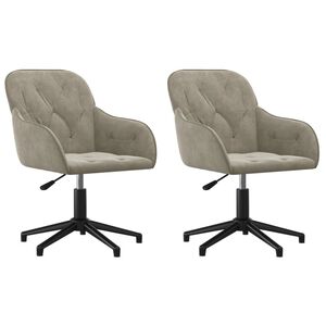 vidaXL Chaises pivotantes &agrave; manger lot de 2 Gris clair Velours