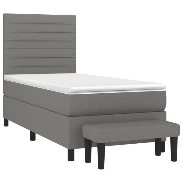 vidaXL Sommier &agrave; lattes de lit avec matelas Gris fonc&eacute; 100x200cm Tissu