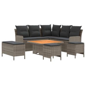 vidaXL Ensembles de meubles 7 pc Gris et Gris fonc&eacute; Rotin PE