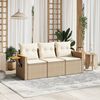 vidaXL Salon de jardin avec coussins 3 pcs beige r&eacute;sine tress&eacute;e