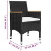 vidaXL Ensemble de bistro 3 pcs Résine tressée et bois d'acacia Noir
