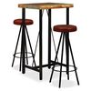 vidaXL Ensemble de bar 3 pcs Bois massif recycl&eacute; et cuir v&eacute;ritable