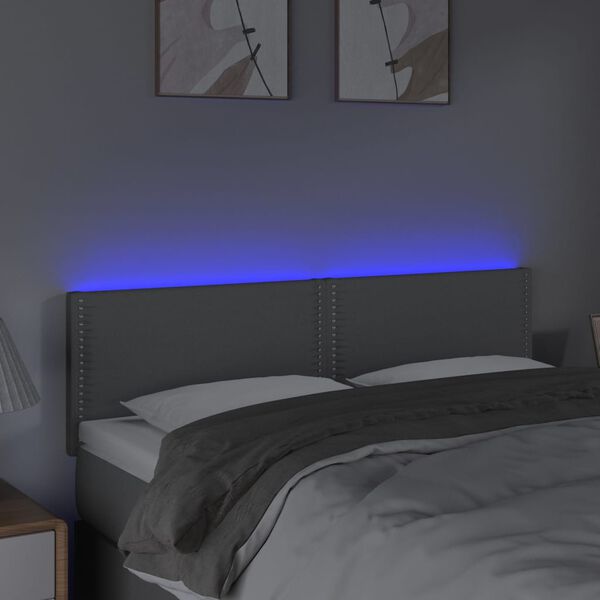 vidaXL T&ecirc;te de lit &agrave; LED Gris clair 144x5x78/88 cm Tissu