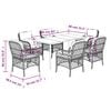 vidaXL Ensemble &agrave; manger de jardin coussins 7pcs Noir R&eacute;sine tress&eacute;e