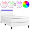 vidaXL Sommier &agrave; lattes de lit avec matelas et LED Blanc 90x190cm