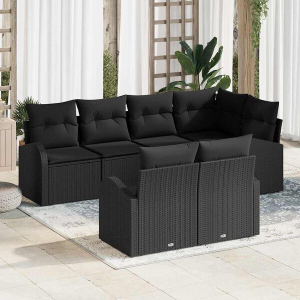 vidaXL Ensemble de canap&eacute; de jardin Noir polyrotin