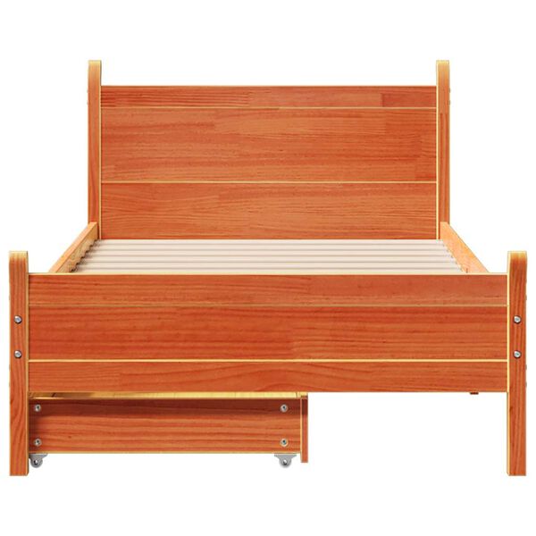 vidaXL Cadre de lit sans matelas cire marron 75x190 cm bois pin massif