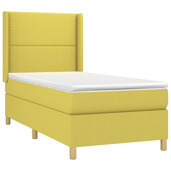 vidaXL Sommier &agrave; lattes de lit matelas et LED Vert 90x200 cm Tissu