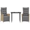 vidaXL Ensemble &agrave; manger de jardin et coussins 3 pcs m&eacute;lange beige